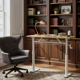 Sunvega Height Adjustable Hand Crank Sit Stand Home Office Desk for Study Room