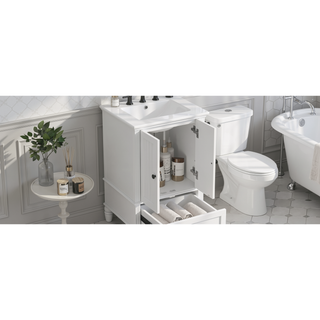 Sunvega 20 Inch Black Bathroom Vanity with Ceramic Sink and Storage Cabinet