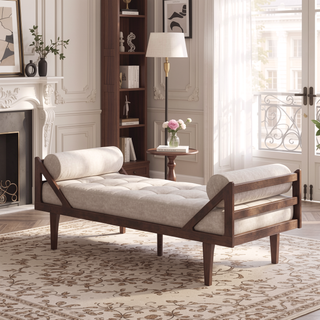 Sunvega Chic Two-Armed Chaise Lounge with Button Tufting and Bentwood Structure