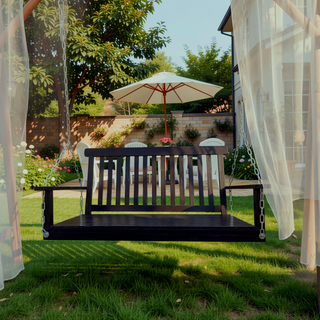 Sunvega Fir Wood Porch Swing with Armrests and Hanging Chains for Outdoor