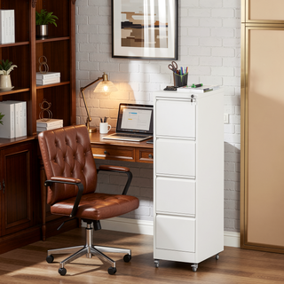 Sunvega 5 Drawer Metal Vertical File Cabinet with Lock on Wheels for Home Office