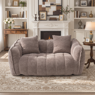 Sunvega Super Soft Chenille Bean Bag Chair with Armrests for Living Room