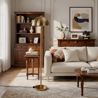 Sunvega Gold Brass and Natural Rattan Tube Allure 2-Light Floor Lamp with Pull Chain