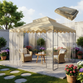 Sunvega 10x10 Ft Outdoor Patio Gazebo Replacement Canopy with Wavy Border
