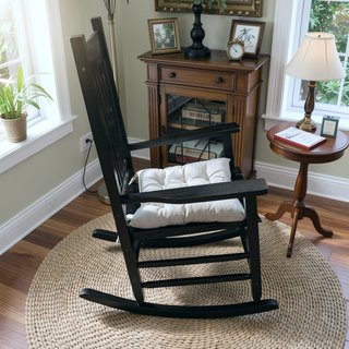 Sunvega Black Painted Populus Wood Porch Rocker Chair with Wide Seat