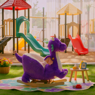 Sunvega ASTM-F963 Certified Spring Rocking Horse with Plush Fabric and Animal Sounds