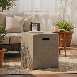 Sunvega Modern Lightweight Concrete 50,000 BTU Round Propane Fire Pit