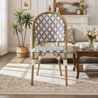 Sunvega Aluminum Frame and PE Rattan French Bistro Chairs, Set of 2 with Woven Finish