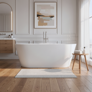 Sunvega Matte White Freestanding Solid Surface Soaking Bathtub for Bathroom