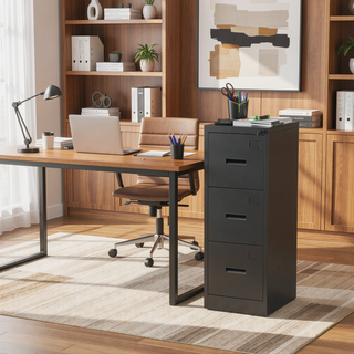 Sunvega 5 Drawer Metal Vertical File Cabinet with Lock on Wheels for Home Office