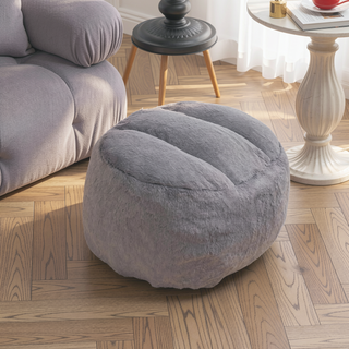 Sunvega Faux Fur Bean Bag Sofa Chair with Back Support and Footstool for Adults