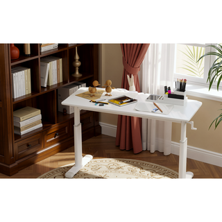 Sunvega Height Adjustable Hand Crank Sit Stand Home Office Desk for Study Room