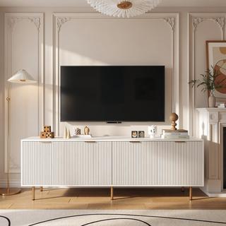Sunvega Wall Mounted Floating 80 Inch TV Stand with LED Lights and Charging Station