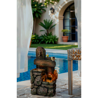 Sunvega Decorative Brown Water Fountain with Otter Design Light and Pump