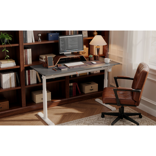 Sunvega Height Adjustable Hand Crank Sit Stand Home Office Desk for Study Room