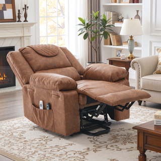 Sunvega Black PU Remote-Controlled Heating and Massage Assistive Recliner for Seniors