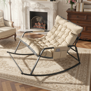 Sunvega Rocking Chair with Storage Cushions Armrests All-Season Comfort Lounge Recliner