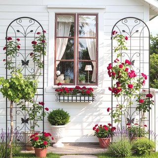 Sunvega Rustproof Metal Garden Trellis for Climbing Plants Outdoor Flower Support