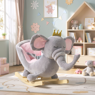 Sunvega Cute Elephant Rocking Chair Toy with Sound Effects and Safety Belt