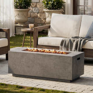 Sunvega Modern 40" 40,000 BTU Rectangular Lightweight Concrete Propane Fire Pit
