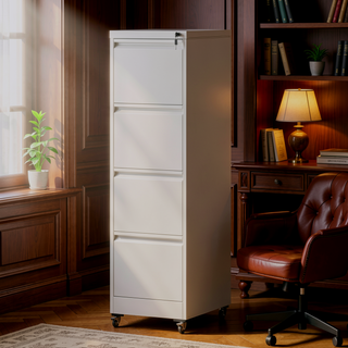 Sunvega 5 Drawer Metal Vertical File Cabinet with Lock on Wheels for Home Office