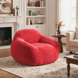 Sunvega Faux Fur Bean Bag Sofa with Memory Foam Filler and Armrests for Living Room