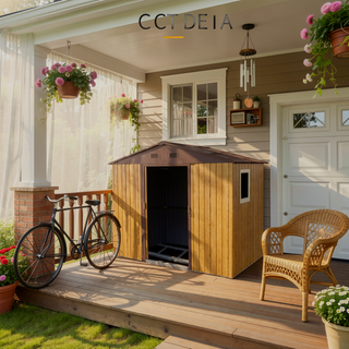 Sunvega 8ft x 4ft Outdoor Metal Storage Shed With Window and Metal Foundation