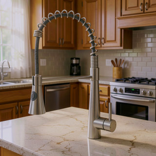 Sunvega Brushed Nickel Single Handle Kitchen Faucet with Pull Out Sprayer