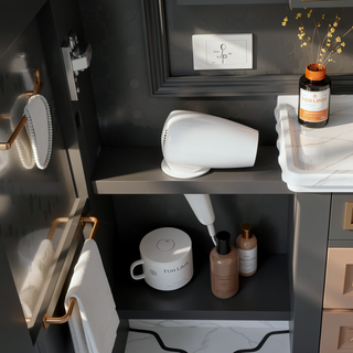 Sunvega Aluminium Medicine Cabinet Mirror with LED Light Defogging Function Cosmetic Storage Rack