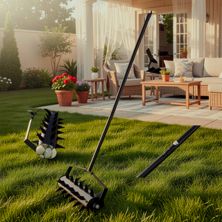 Sunvega 4 Wheel Heavy Duty Water Hose Reel Cart with Storage Basket and Weather Resistant Finish