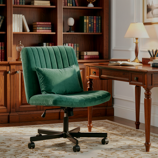 Sunvega Adjustable Ergonomic Armless Office Chair with Plush Linen Upholstery