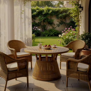 Sunvega Acacia Wood Gray Dining Table with Water Resistant Finish for Patio