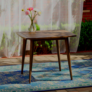Sunvega Gray Acacia Wood Outdoor Square Table with Toothpick Leg Design