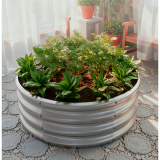 Sunvega 47.24 Inch Round Metal Raised Garden Bed for Vegetables Flowers and Herbs