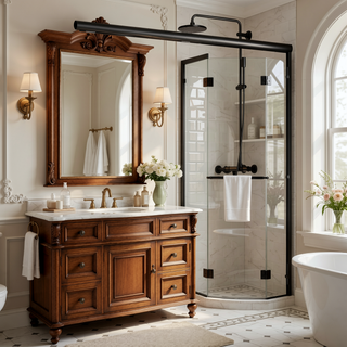 Sunvega 56-60" W x 72" H Matte Black Aluminum Frame Double Sliding Shower Door