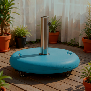 Sunvega Stainless Steel Round Wheelie Umbrella Base for Outdoor Patio Use