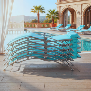 Sunvega Durable Textilene Fabric Chaise Lounge Chairs Set with Side Table