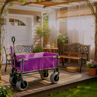 Sunvega 3-in-1 Heavy-Duty Folding Wagon Cart with Bench Seat and Storage