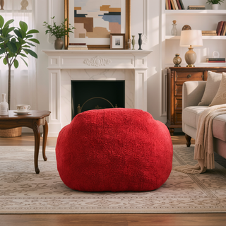 Sunvega Faux Fur Bean Bag Sofa with Memory Foam Filler and Armrests for Living Room