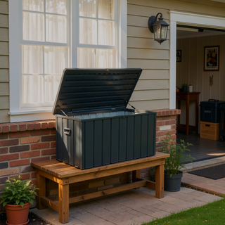 Sunvega 120 Gallon All-Weather Waterproof Lockable Outdoor Metal Storage Box with Wheels