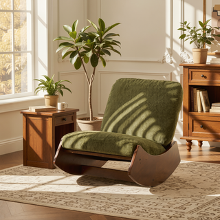 Sunvega Solid Wood Frame Corduroy Upholstery Glider Rocking Chair for Nursery
