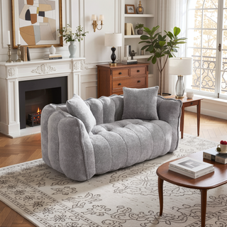 Sunvega Super Soft Chenille Bean Bag Chair with Armrests for Living Room