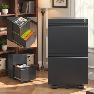 Sunvega 2 Drawer Mobile File Cabinet with Lock for Legal Letter A4 Size