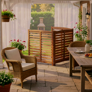 Sunvega 3-Panel Outdoor Air Conditioner Privacy Fence Screen for Garden and Patio