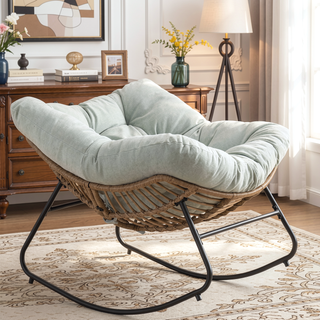 Sunvega Wicker Papasan Lounge Rocking Chair for Indoor and Outdoor Relaxation