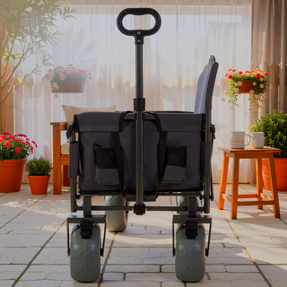 Sunvega 3-in-1 Heavy-Duty Folding Wagon Cart with Bench Seat and Storage