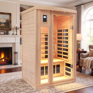 Sunvega Canadian Hemlock Wood Far Infrared Sauna with 9 Chromo Therapy Lights
