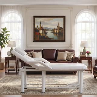 Sunvega Professional Black PU Leather Beauty Bed with Removable Headrest and Breast Cushions