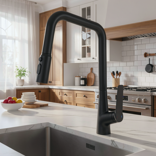 Sunvega Matte Black High Arc Pull Down Kitchen Faucet with 3 Spray Modes