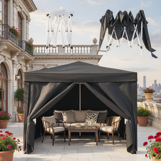 Sunvega 10'x10' Folding Canopy with 4 Removable Sidewalls and Gazebo for Outdoor Events